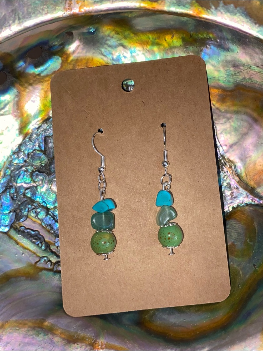 Turquoise & Green Bead Drop Earrings - Women Jewelry